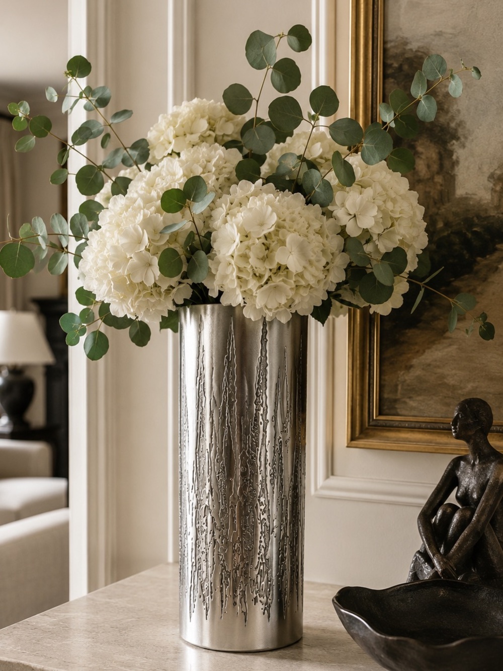 Don Sheil Signed Textured Metalware Cylinder Vase | Brutalist Sculpture